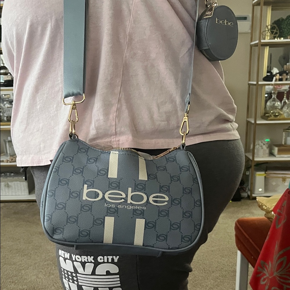 Bebe Blue Crossbody Bag with Logo